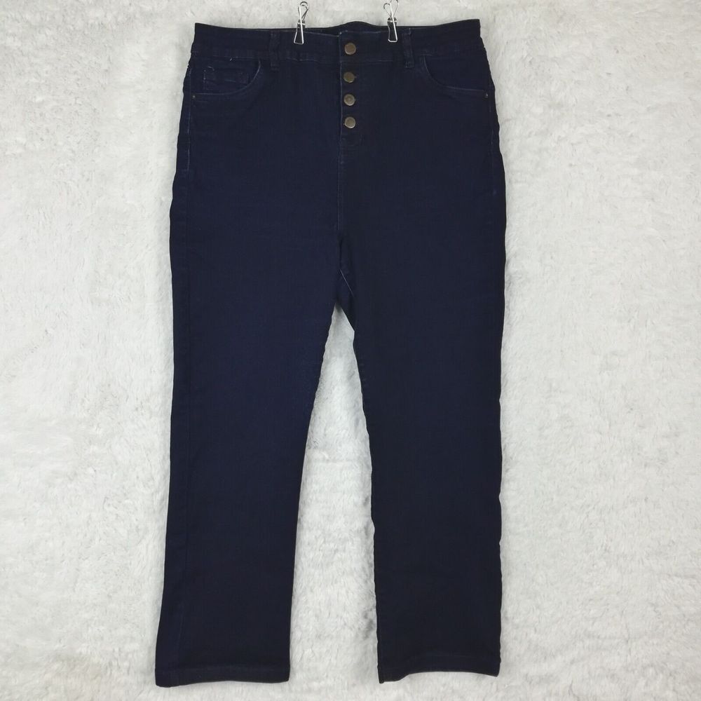 Alba Patprimo Jeans Straight Leg Blue Denim Dark Indigo Rinse Stretch Plus 18